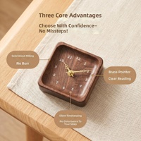 Reloj Despertador de Escritorio de Madera Maciza con Diseño Cuadrado y Redondo, Estilo Moderno Retro para Dormitorio