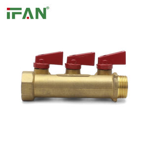 IFAN Trustable poignée <span class=keywords><strong>rouge</strong></span> filetage laiton collecteur 3 voies haute pression raccord PEX 3/4 ''-1'' couleur jaune vanne en laiton - Product Image 4