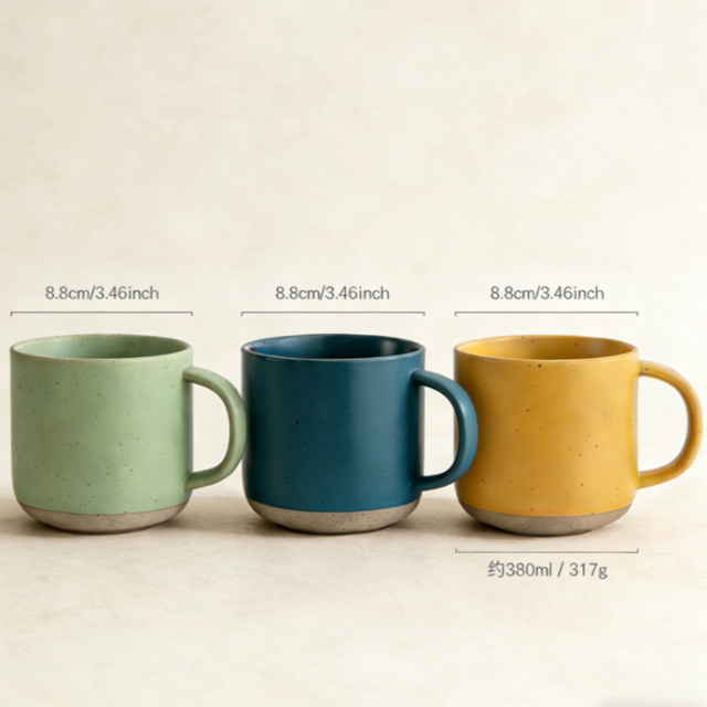 Matte Finish Stoneware Ceramic Eco-friendly Coffee Mug Set Handle 380ml Dishwasher Microwave Safe Reusable for Home Party Gifts