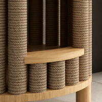 Griffoir cylindrique pour chat Kate Paradise C avec fenêtre de vue et balcon supérieur 46x41x10cm en bois massif, sisal naturel, écologique