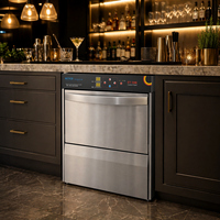 Lave-verres professionnel commercial avec panneau de commande numérique LED, en acier inoxydable 304, stérilisation, lave-vaisselle de cuisine
