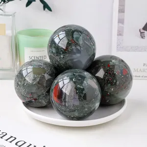 Wholesale Natural Healing Crystal African Blood Stone Sphere Crafts Polished Crystal Ball For Decor