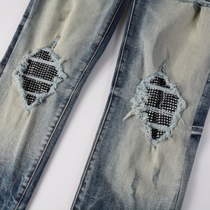 Streetwearสต็อกแฟชั่นยืด<span class=keywords><strong>กางเกง</strong></span>ยีนส์ตรง<span class=keywords><strong>กางเกง</strong></span>Biker Scratch Rippedคุณภาพ<span class=keywords><strong>กางเกง</strong></span>ยีนส์ - Product Image 5