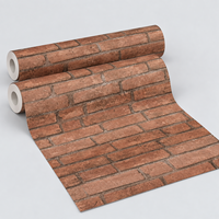 Papier peint MORLENX effet brique rouge vintage en rouleau pour murs décoratifs de café, salon et bureau