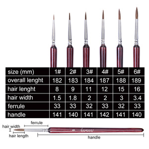 nuevo estilo mango de madera cepillo de uñas detalles cosméticos <span class=keywords><strong>ArtLine</strong></span> pintura flor con alta calidad sintético - Product Image 2