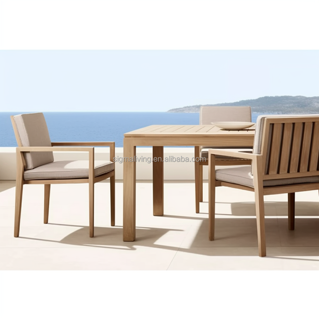 Outdoor Furniture Sofa Garden Teak Wood Sofa Set Outdoor Dinning Table with Chairs Set