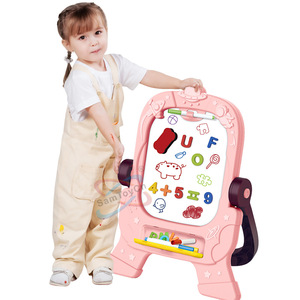 Lavagna Pieghevole Cancellabile per Bambini, Cavalletto da Disegno Fai-da-Te, Giocattolo Educativo per Scrittura e Disegno - Product Image 4