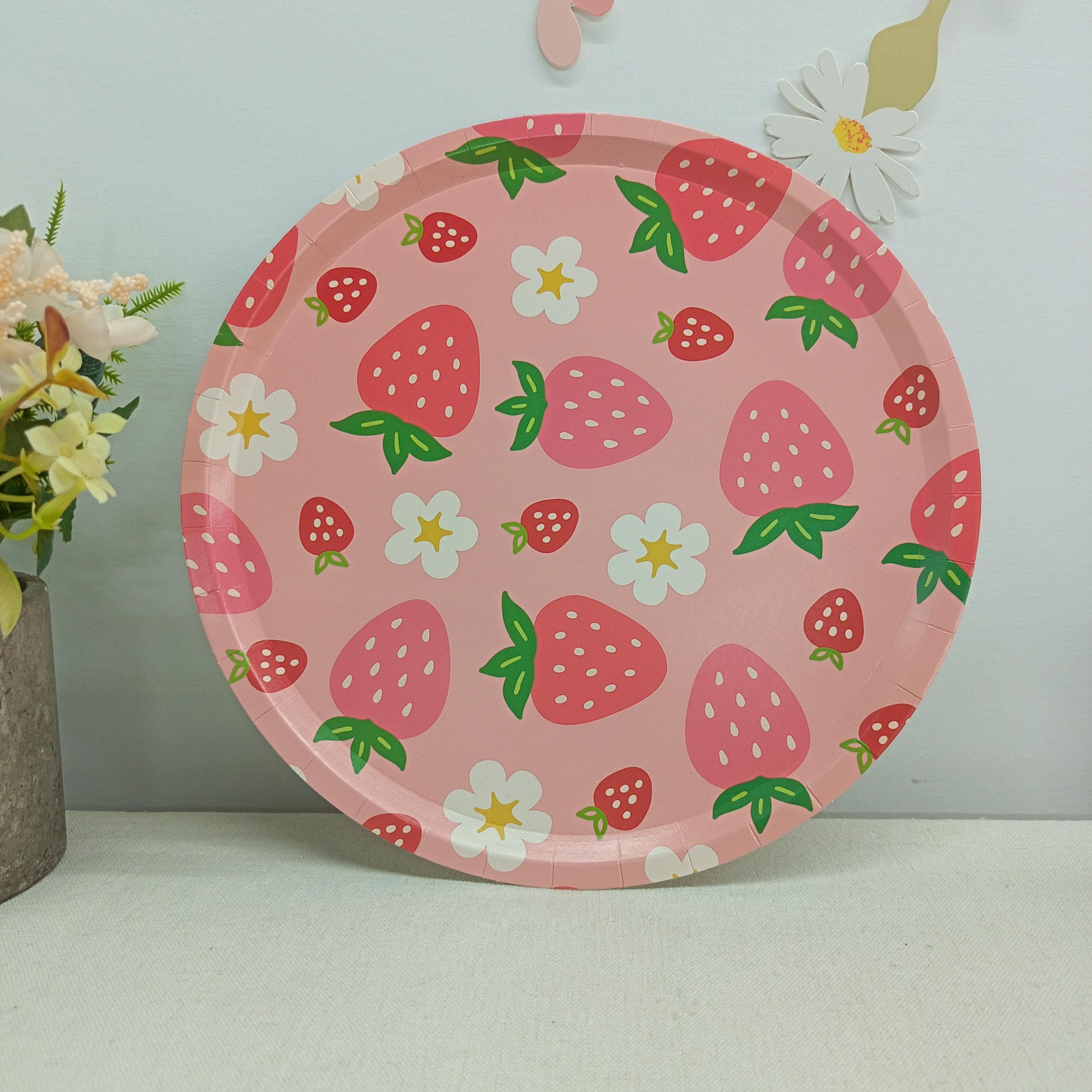 Assiette en papier rose 7 pouces * 8 pièces