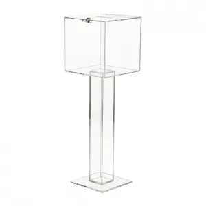 Clear Plexi glass Large Floor Standing Tithing Box Acrylic Church Donation charity collection Box