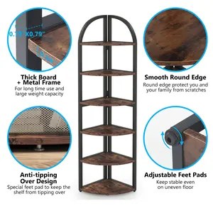 Estante de Esquina Ajustable de Hierro Moderno, Estantería de Esquina de Tamaño Personalizado para Sala de Estar, Estante para Exhibición de Macetas - Product Image 5