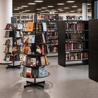 Étagère rotative sur pied en métal pour livres, avec roulettes, pour la présentation commerciale de documentation en librairie