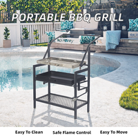Gril rotatif 360° sur pied avec grille de cuisson, four à rôtisserie, design pliable, moderne, en acier inoxydable de qualité supérieure, pour charbon de bois