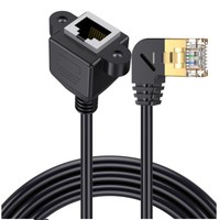 Kabel Patch Ethernet Jaringan 90 Derajat Sudut Kanan Kabel Dudukan Panel Perempuan Cat8 RJ45