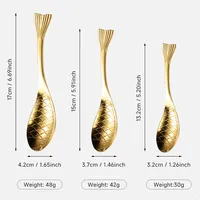 Cuillère en acier inoxydable, cuillère créative en forme de poisson, cuillère dorée, cuillère à dessert, cuillère à boire