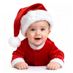Chapeau de Noël pour bébé, chapeau de Père Noël en velours rouge moelleux - Product Image 1