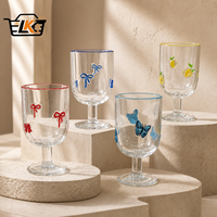 Gobelet en verre populaire personnalisé, peint à la main, avec motif 3D mignon de papillon, nœud et fruits, pour café glacé, jus, vin, café, fête, maison