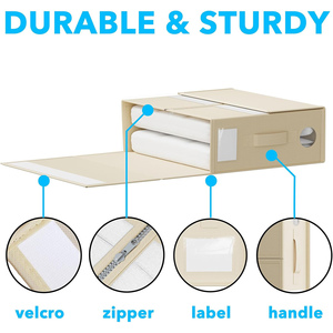 Lot de 4 boîtes de rangement en tissu personnalisées pour taies d'oreiller, organiseur de literie, organiseur pliable pour draps de lit et placards en lin - Product Image 3
