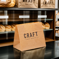 Sacs en papier kraft carton sac à cravate en étain logo imprimé personnalisé jetable biodégradable sulfurisé à emporter petit Sos brun blanc 10