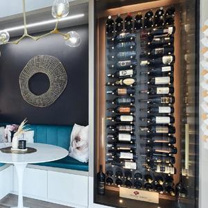 Estante de Vino de Acero Inoxidable de Primera Calidad, Montado en la Pared, con Soporte para Botellas Colgante, Tamaño Personalizado, Almacenamiento para Bodega o Bar en Casa - Product Image 1