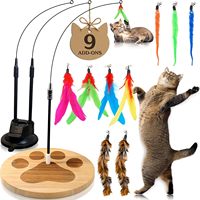 Mainan Kucing Ramah Lingkungan dari Plastik Berbentuk Bulu dengan Alas Lantai yang Dapat Menempel Sendiri & Suction Cup untuk Kucing di Dalam Ruangan