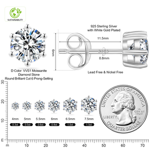 Boucles <span class=keywords><strong>d</strong></span>'oreilles en <span class=keywords><strong>diamant</strong></span> de luxe 3ct 2ct 1ct, argent sterling 925, bijoux pour femmes, plaqué or 14 carats, certificat VVS GRA, moissanite, pour hommes - Product Image 4