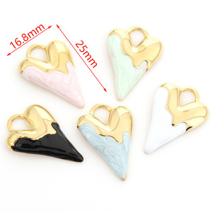 Colgante de acero inoxidable en forma de corazón con efecto de gota de aceite para la fabricación de collares H1512 - Product Image 2
