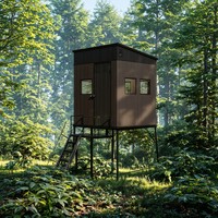 Plateforme de chasse surélevée de 2,4 m pour deux personnes avec abri intégré et base renforcée pour la chasse silencieuse au cerf