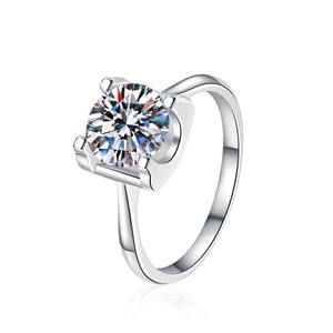 Bague <span class=keywords><strong>Solitaire</strong></span> Classique en Argent Sterling S925 Plaqué Or 18K avec Moissanite VVS1, Sans Nickel, à Quatre Griffes, MOQ <span class=keywords><strong>1</strong></span>, Bijoux Fins - Product Image 1