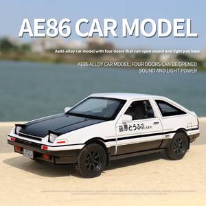 Coche de Juguete de Metal Fundido a Presión Initial D AE86, Escala 1:32, con Luces, Puertas Abribles y Ruedas Móviles, Modelo en Miniatura de Zinc para Niños y Coleccionistas - Product Image 3