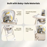 Chaise à bascule pour bébé moderne en plastique convertible, best-seller, avec réglage de la hauteur sur 6 niveaux pour les tout-petits, facile à nettoyer, durable