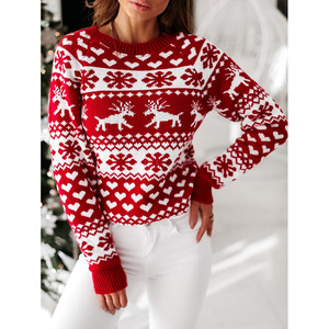 Maglione di natale all'ingrosso maglione a maniche lunghe felpa renna natale natale modelli di fiocchi di neve Pullover di alce a maglia - Product Image 3