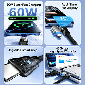 Câble de données tressé HYTO 4-en-1 60W compatible avec Huawei et <span class=keywords><strong>Apple</strong></span>, double Type-C, câble de charge rapide super 4-en-1 - Product Image 3