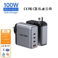 Chargeurs portables Tommox à charge rapide Type-C GaN 100W Prise UK Chargeur multi-ordinateurs portables Type C USB C Chargeur rapide mobile PD Gan