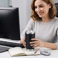 Gobelet isotherme en acier inoxydable pour voiture et bureau, à double paroi, avec revêtement en poudre, gravé au laser, pour boissons chaudes