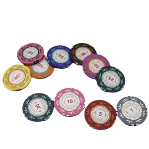 Jetons de poker Texas en argile premium 14g avec noyau en fer, 11 dénominations, motifs personnalisables, design de pièce unique, manchon en plastique - Product Image 2