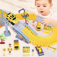 Set Mainan Rel Kereta Api Edukatif Fleksibel dengan Slot Mobil untuk Anak Laki-laki, Hadiah 345PCS