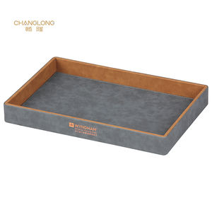 صينية فاخرة جلدية مخصصة لمستلزمات نزلاء الفنادق وحامل مجوهرات، مصنوعة يدويًا وصديقة للبيئة، مزخرفة للحمام، مع إمكانية التصنيع حسب الطلب (OEM) - Product Image 4