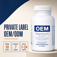 Cápsulas de Glicinato de Magnesio OEM, 90 Unidades, Suplemento Mineral Dietético en Botella para Compradores y Distribuidores de Suplementos al por Mayor