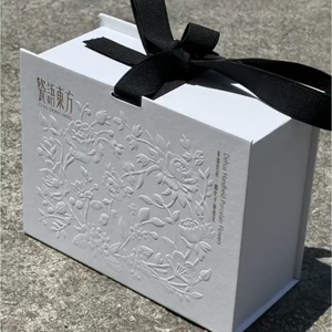 Luxury Rigid Gift <b>Box</b> With Handle Custom Embossed <b>Floral</b> Paper Packaging <b>Box</b> For Porcelain Tea Jewelry Gift - Product Image 1