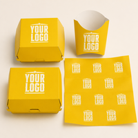 Boîte à emporter personnalisée en gros avec logo, compostable, pour aliments, fast-food, poulet frit, burger, frites