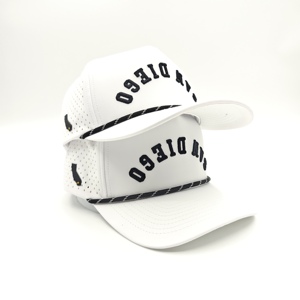 Bán buôn tùy chỉnh OEM Golf gorras 5-panel polyester thêu logo Mũ bóng chày với Laser cắt lỗ dây thể thao mũ không thấm nước - Product Image 2