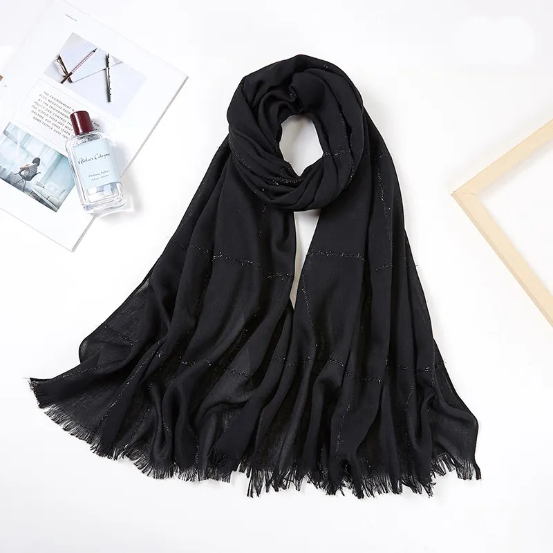 1PC Army Green Cotton And Linen Plaid Scarves Female Gold Silk Tassel Square Shawl Long National Wind Hood