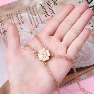 Ensemble de colliers pour meilleures amies, pendentif trèfle à <span class=keywords><strong>quatre</strong></span> feuilles assorti, colliers tendance plaqués or pour sœurs, BFF, 4 pièces - Product Image 6
