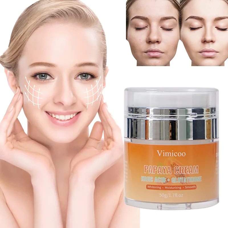 Soins de la peau crème de soin du visage hydratante glutathion acide kojique blanchissant à la papaye crème pour le visage pour peau foncée