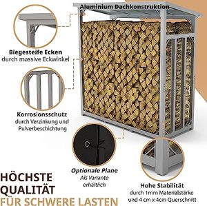 Abri extérieur en acier pour le bois de chauffage avec panneau arrière imprégné, résistant aux intempéries et durable - Product Image 5