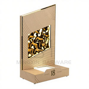 Soporte de lujo para champán con logotipo personalizado, exhibición de madera con detalles dorados para Bar de hotel, tienda minorista, promoción de licores de marca - Product Image 2