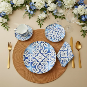 Vajilla <span class=keywords><strong>de</strong></span> Porcelana Blanca y Azul Mediterránea <span class=keywords><strong>de</strong></span> Lujo, Platos <span class=keywords><strong>de</strong></span> Cerámica con Borde Dorado, Taza <span class=keywords><strong>de</strong></span> Café, Vajilla <span class=keywords><strong>de</strong></span> Porcelana Fina al por Mayor - Product Image 1