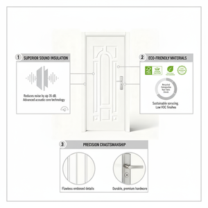 Portes Intérieures en Bois, Portes d'Entrée en Métal et Acier, Panneaux en Bois Blancs, Portes Intérieures Turques Blanches 32x80 pour Chambre à Coucher - Product Image 3