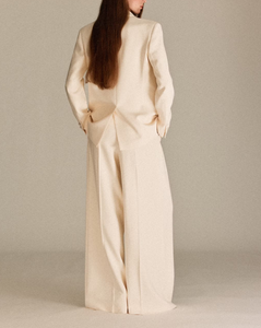 Blazer blanco de doble botonadura para mujer, chaqueta de oficina elegante y formal, abrigo de traje estructurado con costuras - Product Image 4