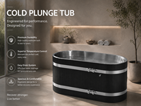 Baignoire de récupération verticale de luxe noire en bois, bassin en acier inoxydable 304, pod professionnel pour thérapie par immersion à l'eau froide